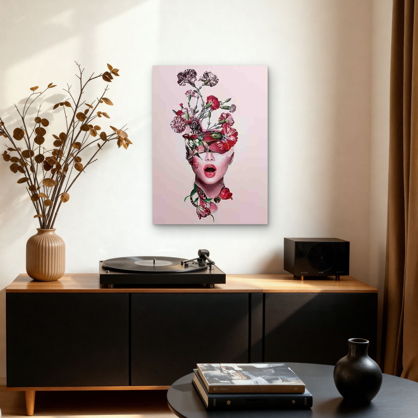 Abstract Face Floral Carnation Metal Print Ready to Hang - Bella Home Decor