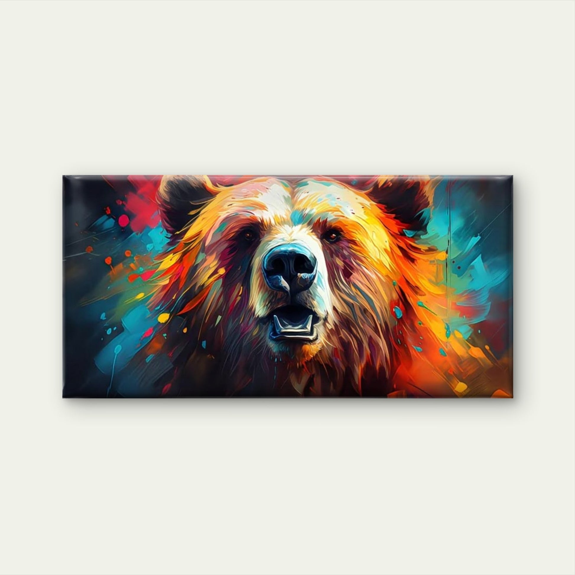 Abstract Bear Head Art Wall Art Canvas Office Home Room Framed 120x60cm - Bella Home Decor