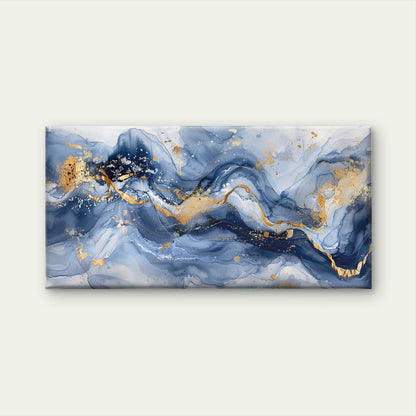 Navy Blue and White Marble Gold Wall Art Canvas Office Home Room Framed 120x60cm