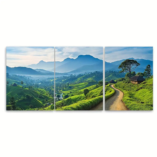 3pcs Vibrant Travel Prints Of Kandy, Metal Print Ready to Hang Art