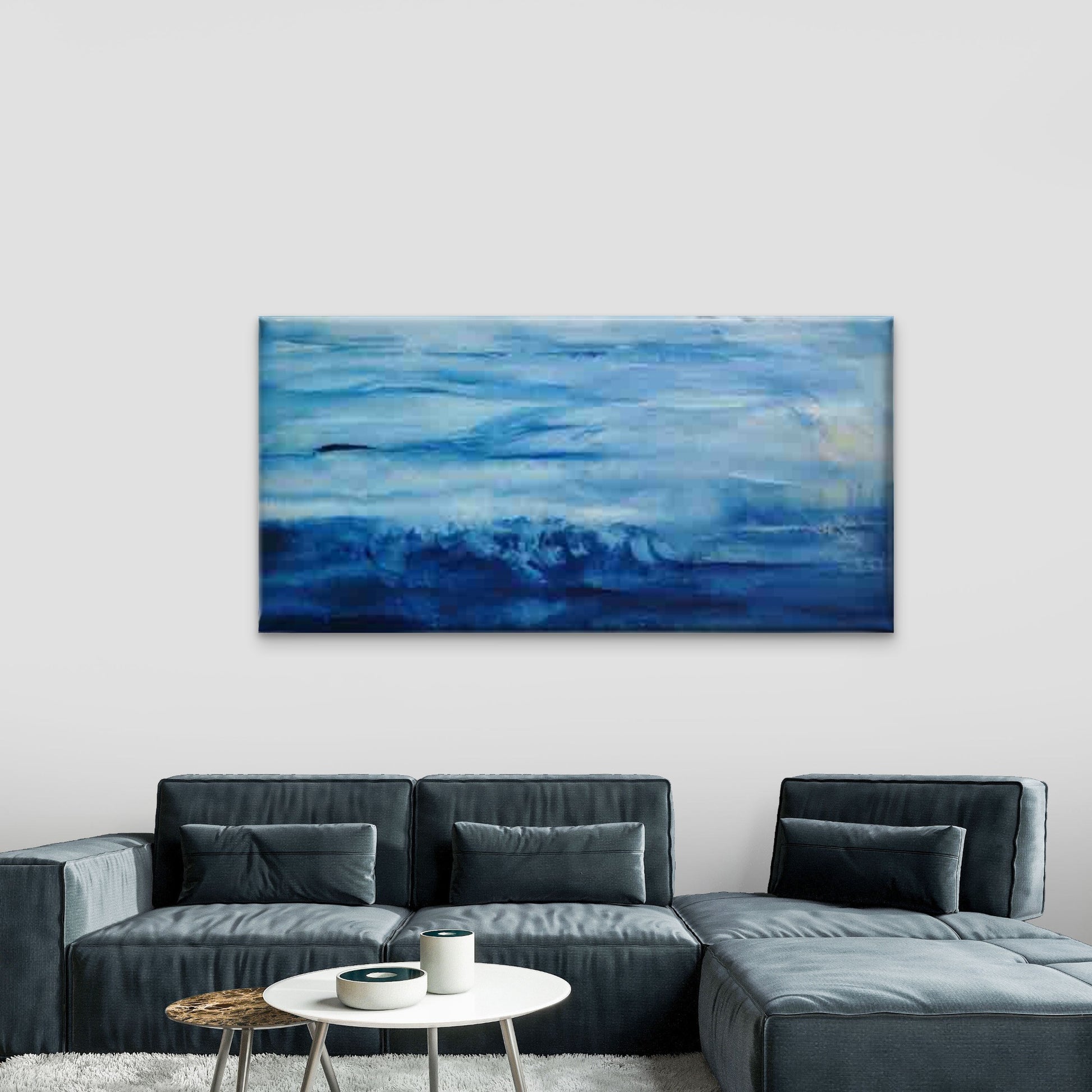 Ocean Waves And Blue Seas Wall Art Canvas Office Home Room Framed 120x60cm - Bella Home Decor