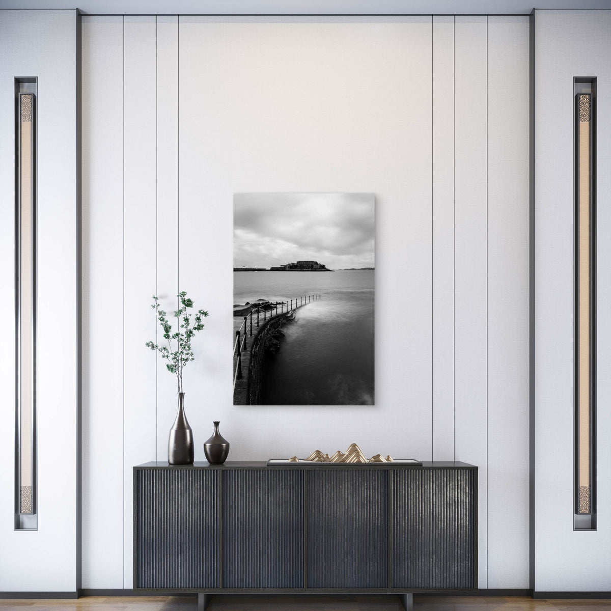 Seascape In Front of The Castle Metal Print Ready to Hang