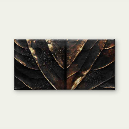 Dark Golden Marble-like Leaf Wall Art Canvas Office Home Room Framed 120x60cm - Bella Home Decor