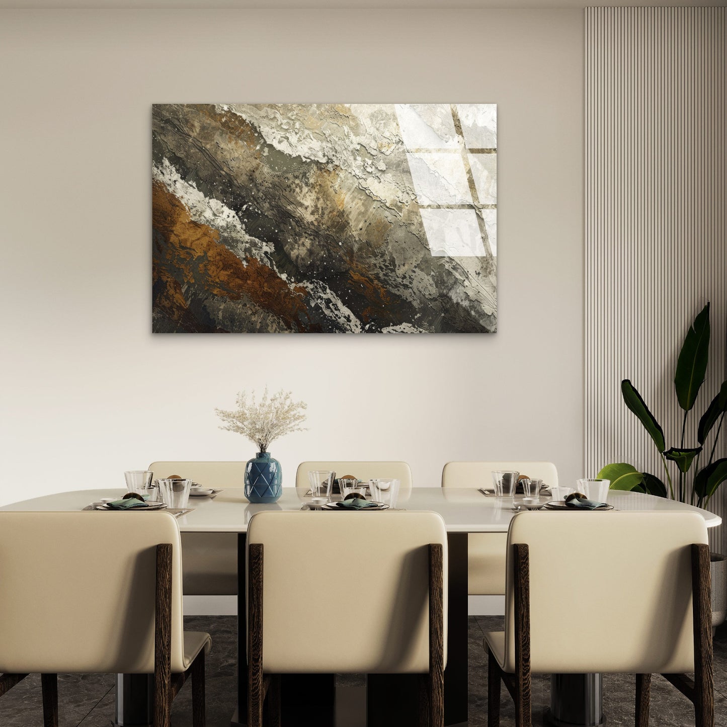 Grey Brown Marble Abstract Glass Printing Wall Art Australian Made Quality