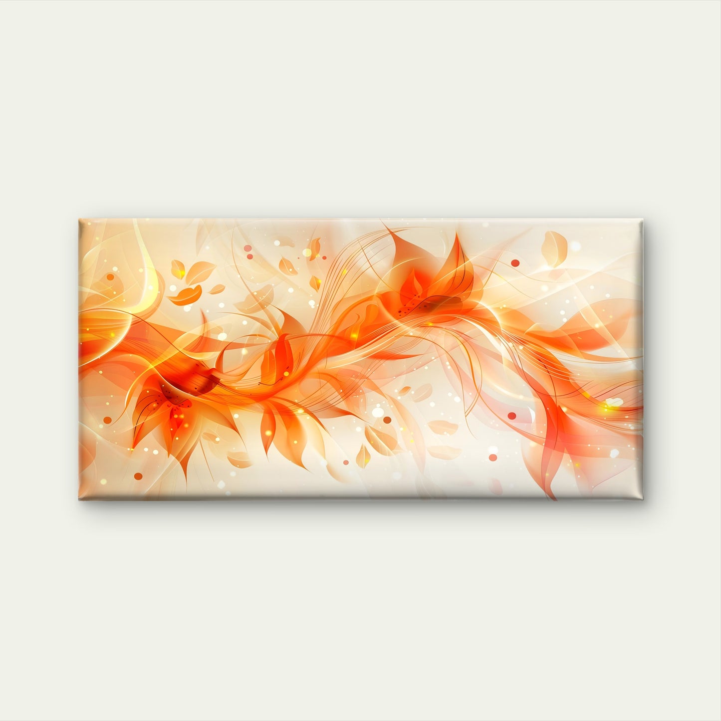 Vibrant Orange Flower Design Wall Art Canvas Office Home Room Framed 120x60cm