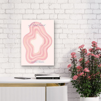 Retro Abstract Pink Wave Metal Print Ready to Hang - Bella Home Decor