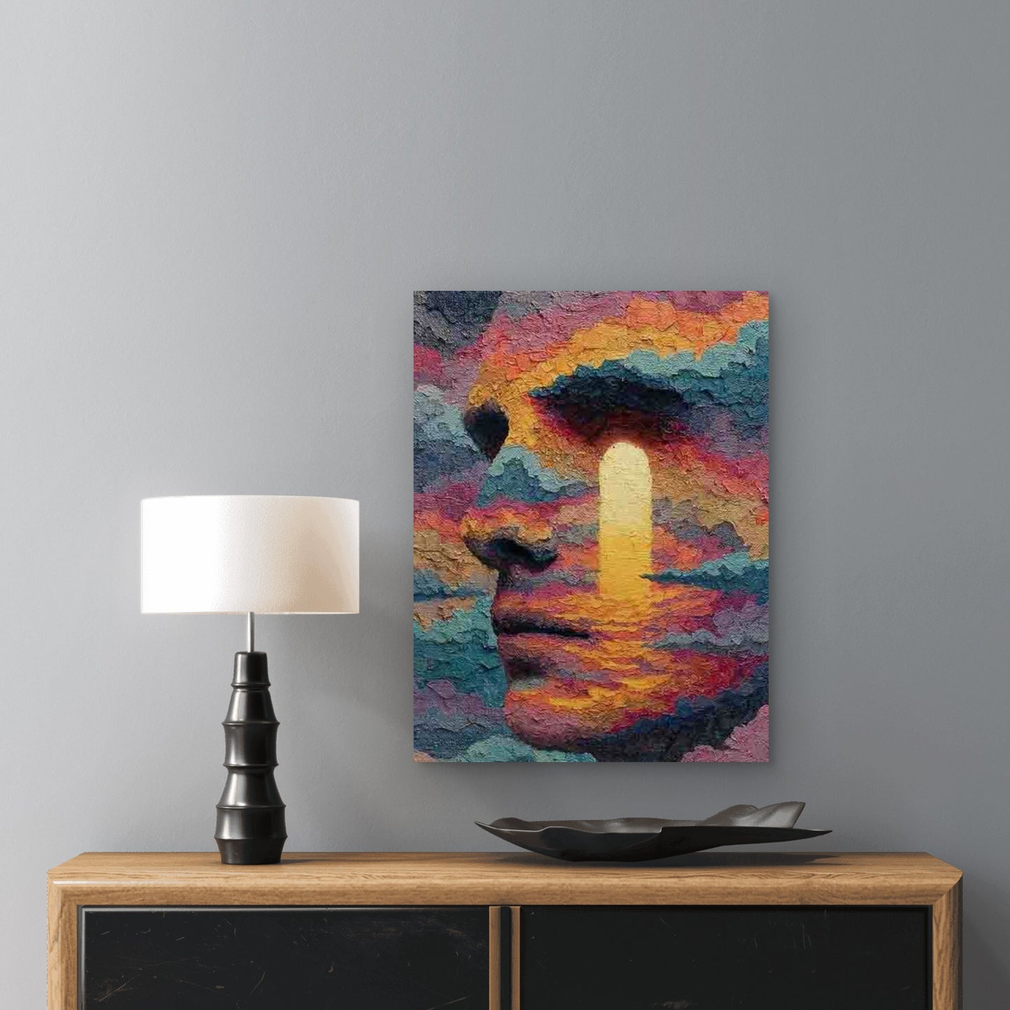 Abstract Surreal Cloud Head Metal Print Ready to Hang