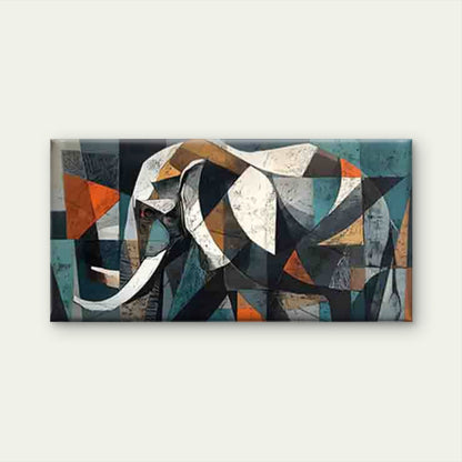 Geometric Elephant Design Wall Art Canvas Office Home Room Framed 120x60cm - Bella Home Decor