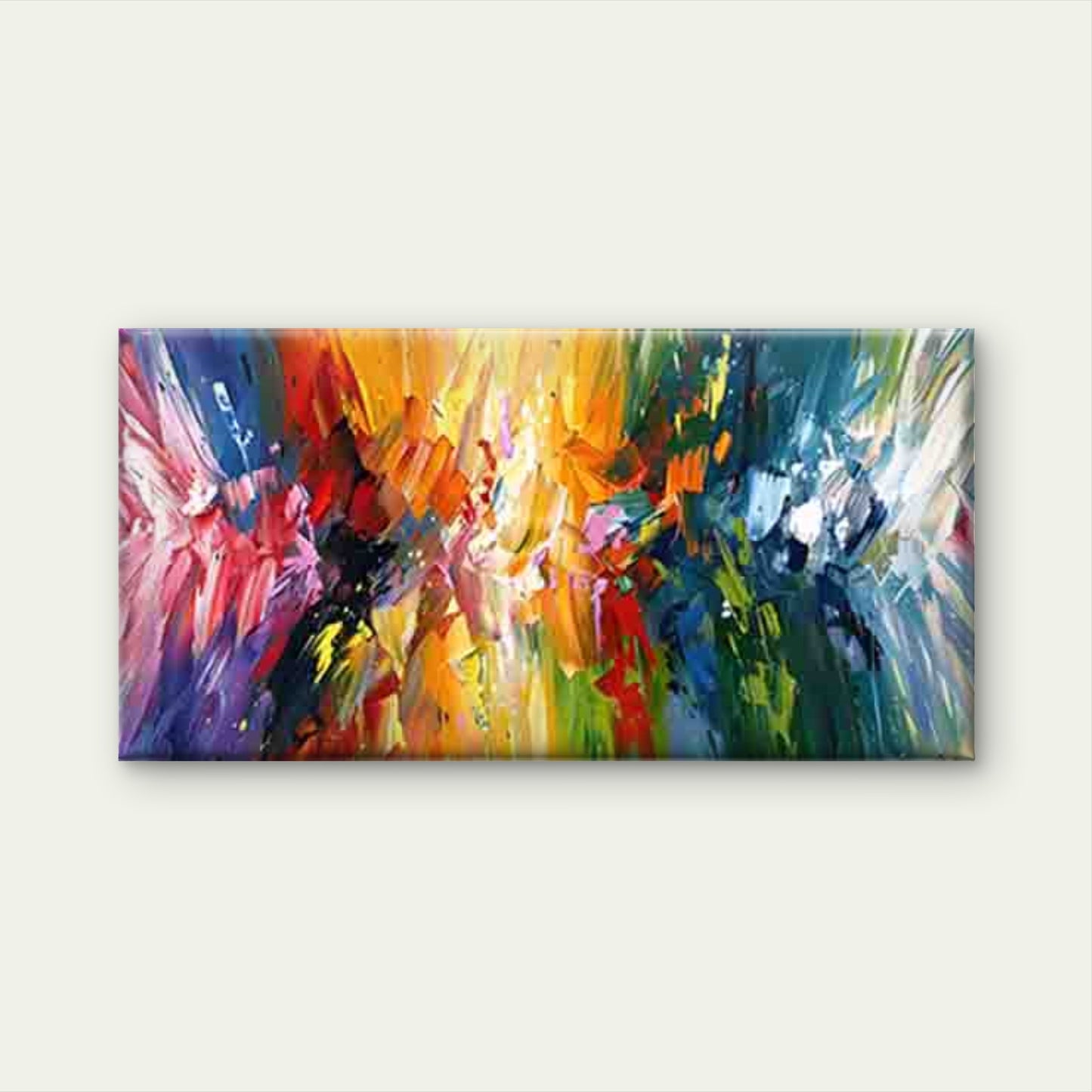 Colorful Abstract Brushstroke Wall Art Canvas Office Home Room Framed 120x60cm - Bella Home Decor