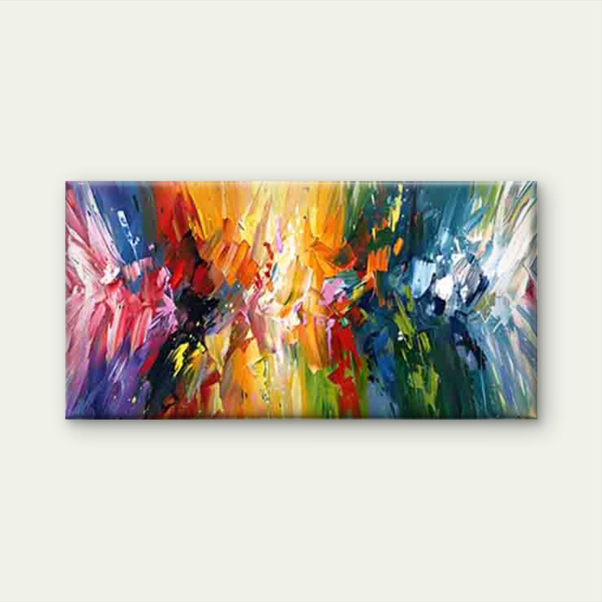 Colorful Abstract Brushstroke Wall Art Canvas Office Home Room Framed 120x60cm - Bella Home Decor