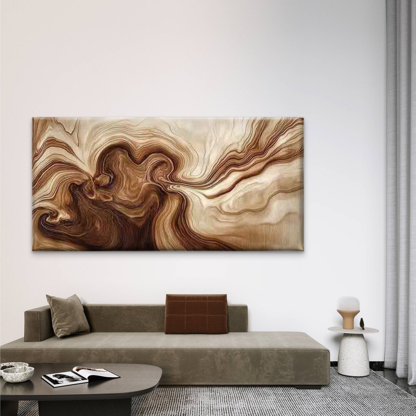 Abstract Brown Marble Texture Wall Art Canvas Office Home Room Framed 120x60cm