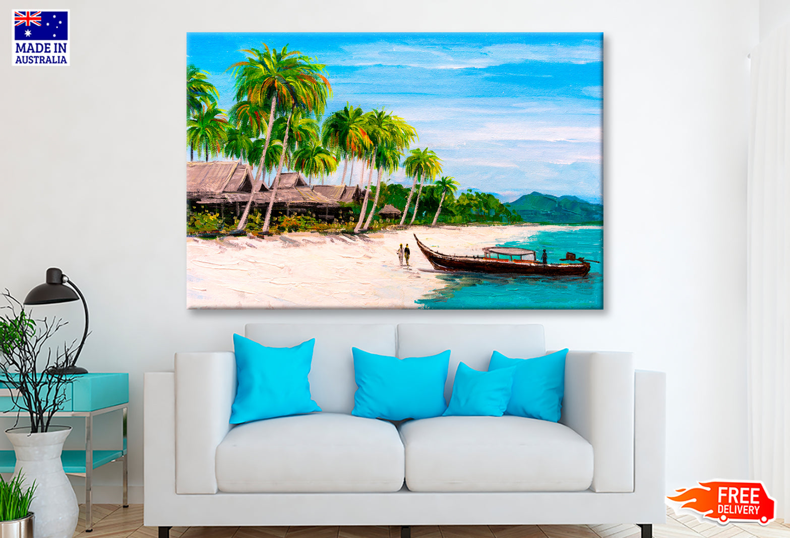 Tropical Paradise Island Beach Oil Painting Wall Art Limited Edition High Quality Print