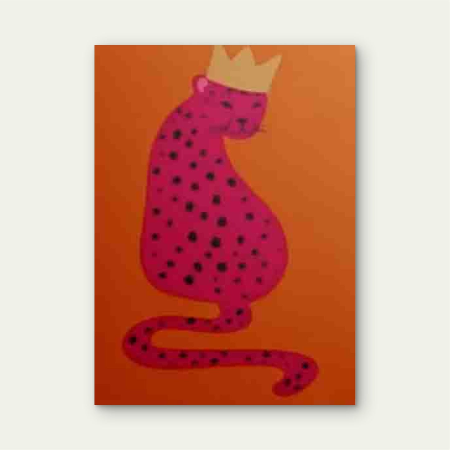 Pink Leopard with Golden Crown Animal 60x90cm Metal Print Ready to Hang - Bella Home Decor