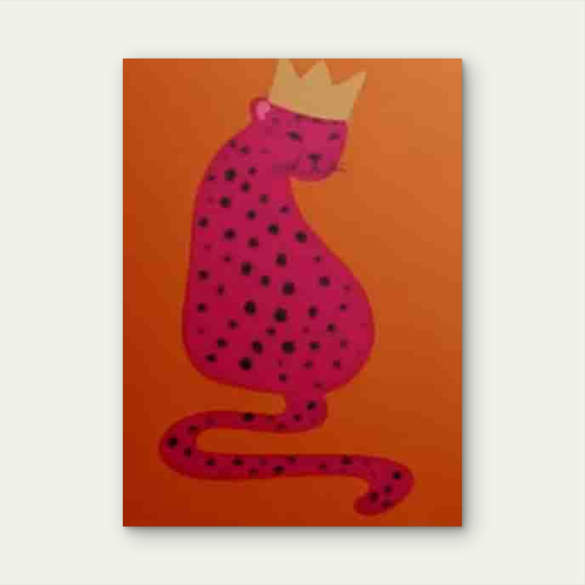 Pink Leopard with Golden Crown Animal 60x90cm Metal Print Ready to Hang - Bella Home Decor