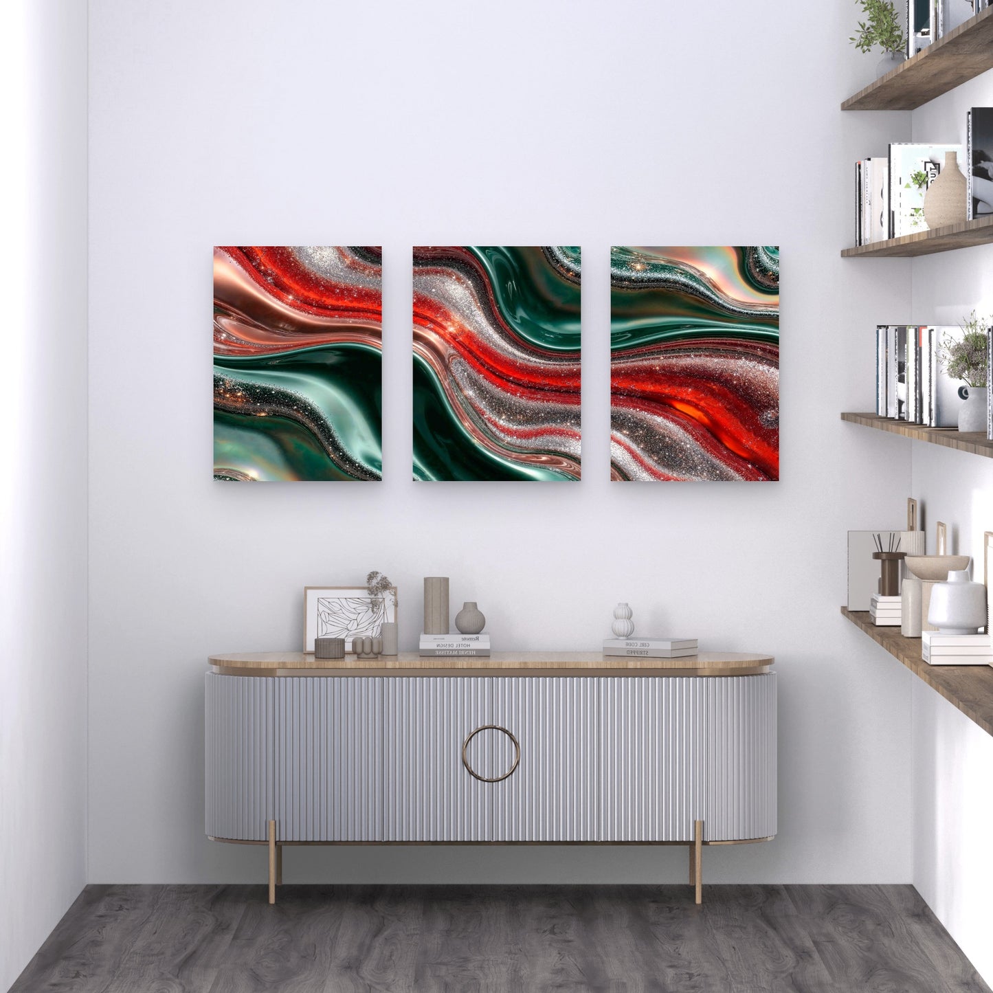 3pcs Abstract Liquid Pattern Metal Print Ready to Hang Art