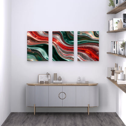 3pcs Abstract Liquid Pattern Metal Print Ready to Hang Art