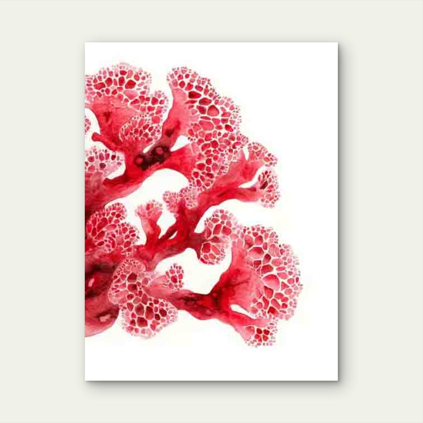 Abstract Red Coral Watercolor Painting 60x90cm Metal Print Ready to Hang