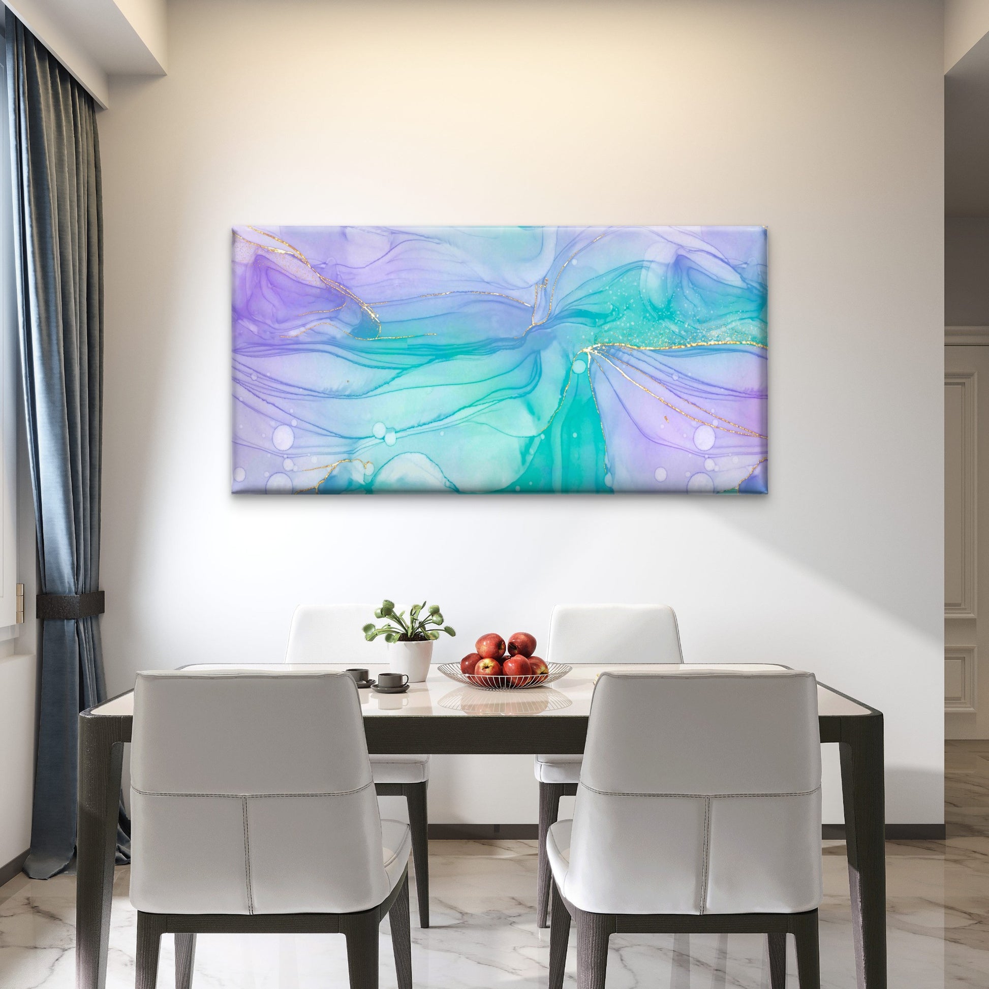 Fluid Pastel Alcohol Ink Wall Art Canvas Office Home Room Framed 120x60cm - Bella Home Decor