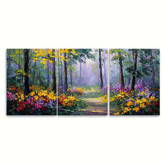 3pcs Sunlight Forest Path Metal Print Ready to Hang Art