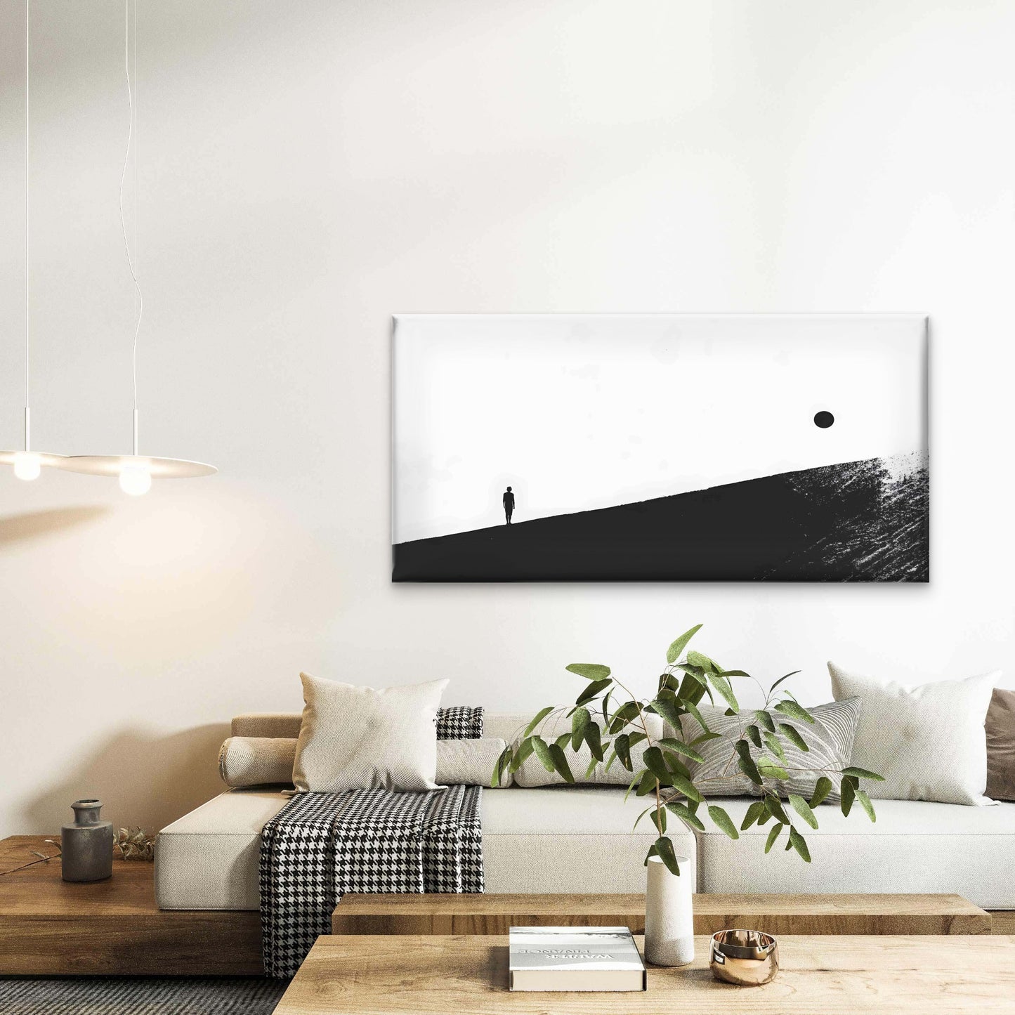 Black White Photo Person Standi Wall Art Canvas Office Home Room Framed 120x60cm