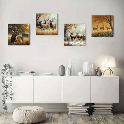 4pcs Autumn & Winter Seasonal Decor Wall Art Canvas Framed