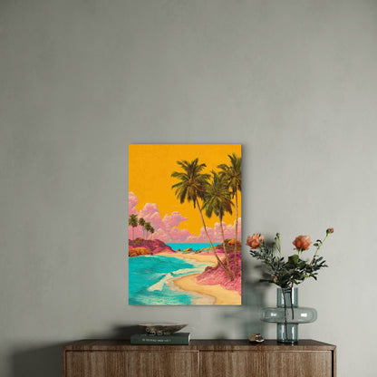 Tropical Paradise Beach 60x90cm Metal Print Ready to Hang