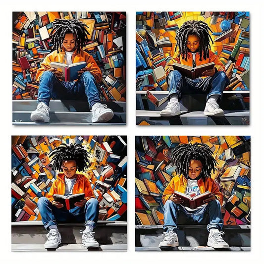 4pcs Vibrant African American JoyWall Art Canvas Framed