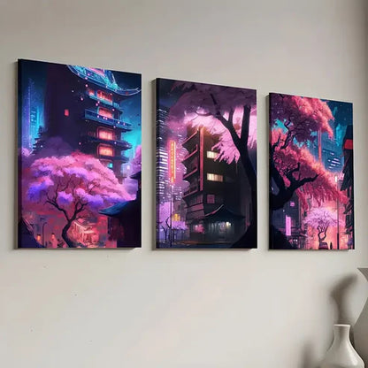 3pcs Modern Fashion Abstract City Technology Landscape Wall Art Canvas Unframed - High Quality Print 100% Australian Made Wall Canvas