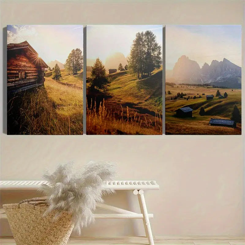 3pcs Triptych, Vertical Mountain Panorama Metal Print Ready to Hang Art