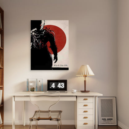 Silent Warrior Red Japanese Manga 60x90cm Metal Print Ready to Hang - Bella Home Decor