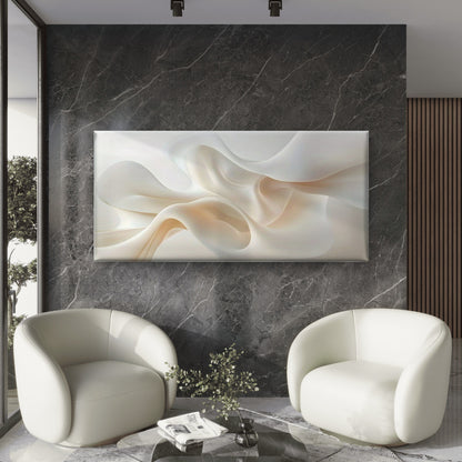Abstract White & Beige Wall Art Canvas Office Home Room Framed 120x60cm