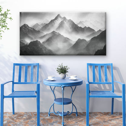 Black & White Snowy Mountain Wall Art Canvas Office Home Room Framed 120x60cm