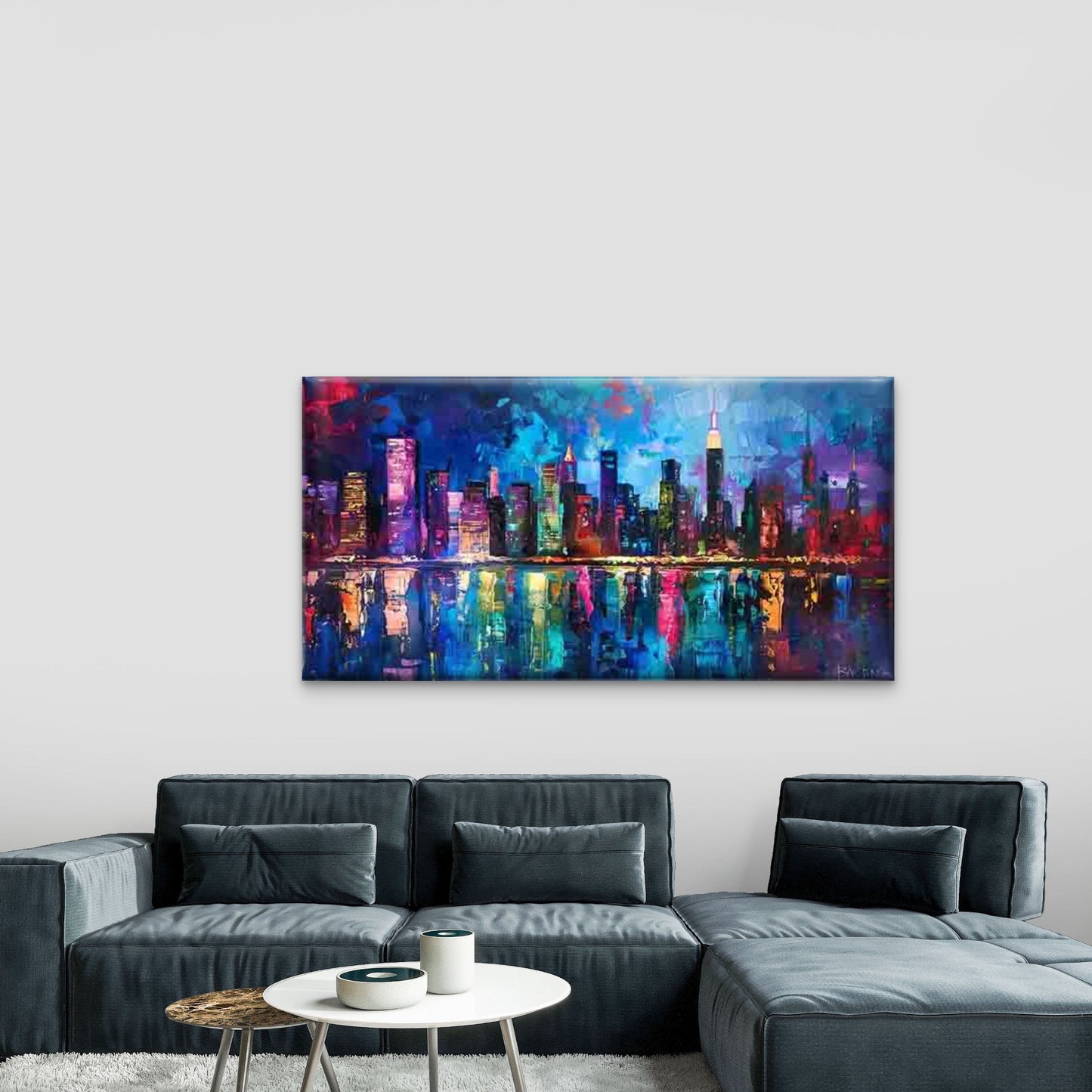 Abstract Depiction of A City Wall Art Canvas Office Home Room Framed 120x60cm - Bella Home Decor