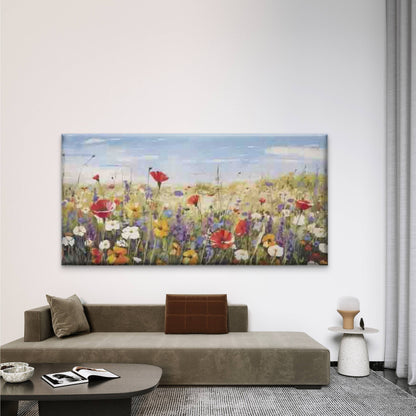 Wildflower Meadow Beneath Wall Art Canvas Office Home Room Framed 120x60cm