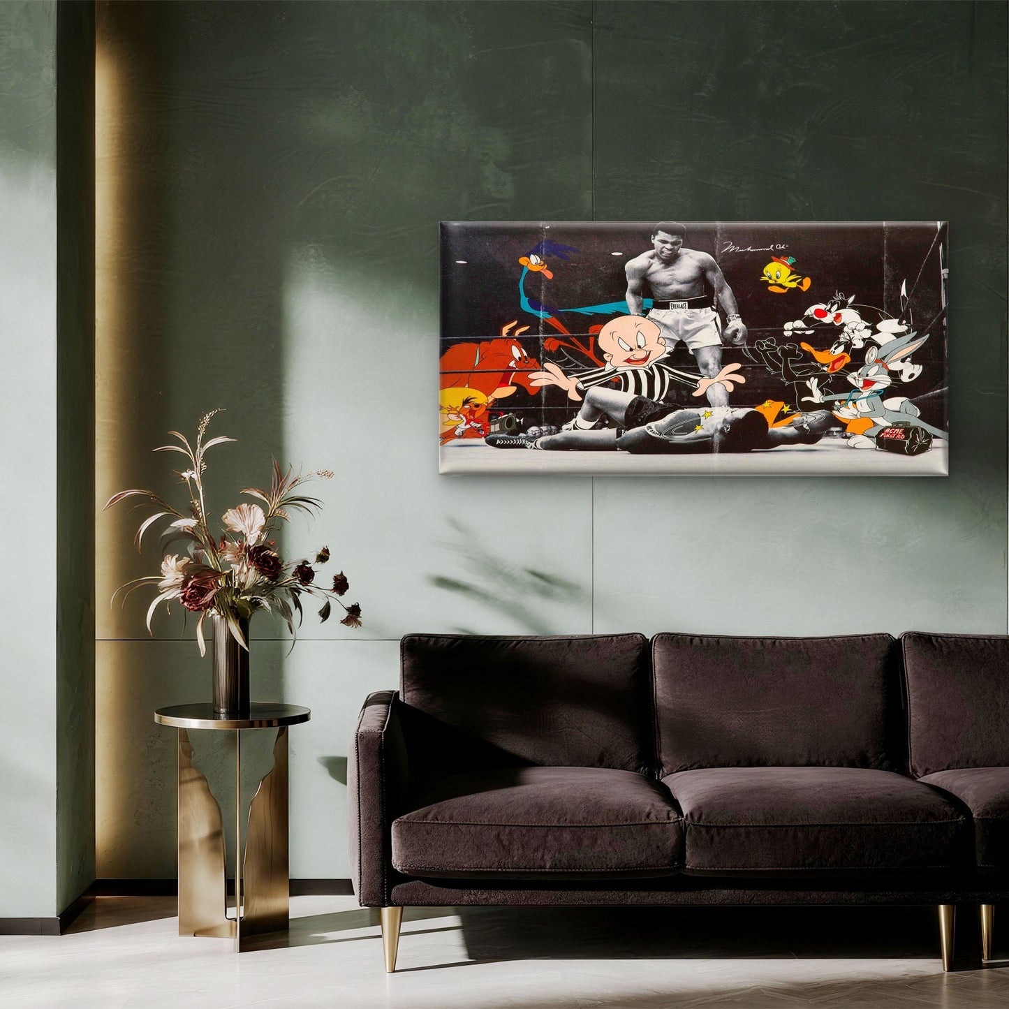 Vintage Boxing Ring Animation Wall Art Canvas Office Home Room Framed 120x60cm - Bella Home Decor