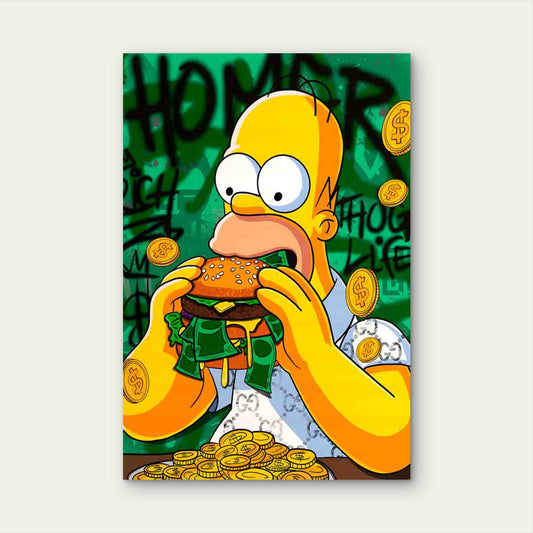 Gold Coins And Cash Filled Hamburger 40x60cm Metal Print Ready to Hang