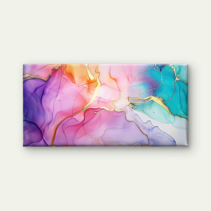 Pastel Waves With Gold Wall Art Canvas Office Home Room Framed 120x60cm - Bella Home Decor