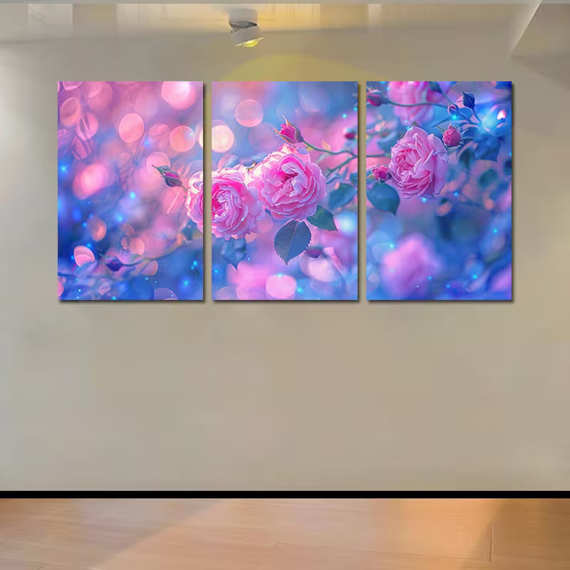 3pcs Delicate Pink Roses against Soft Background Wall Art Set Canvas Framed 60x90cm - High Quality Print 100% Australian Made Wall Canvas Ready to Hang - Bella Home Decor