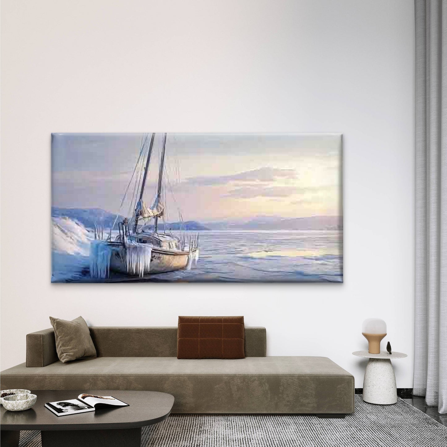 Modern Ice Sail Wall Art Canvas Office Home Room Framed 120x60cm