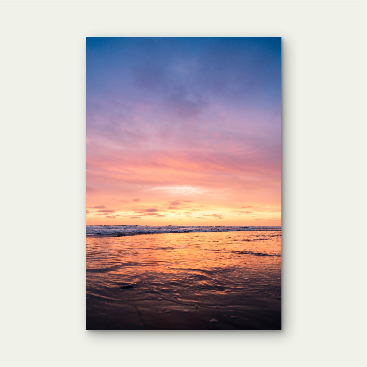 Coastal Ocean Pink Purple Sunset Sky 40x60cm Metal Print Ready to Hang