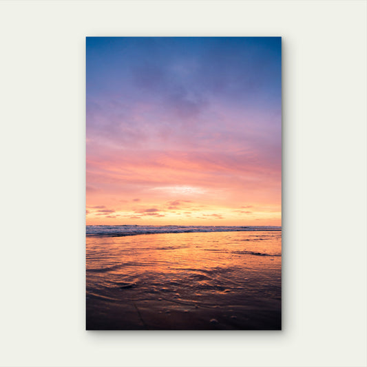Coastal Ocean Pink Purple Sunset Sky 40x60cm Metal Print Ready to Hang