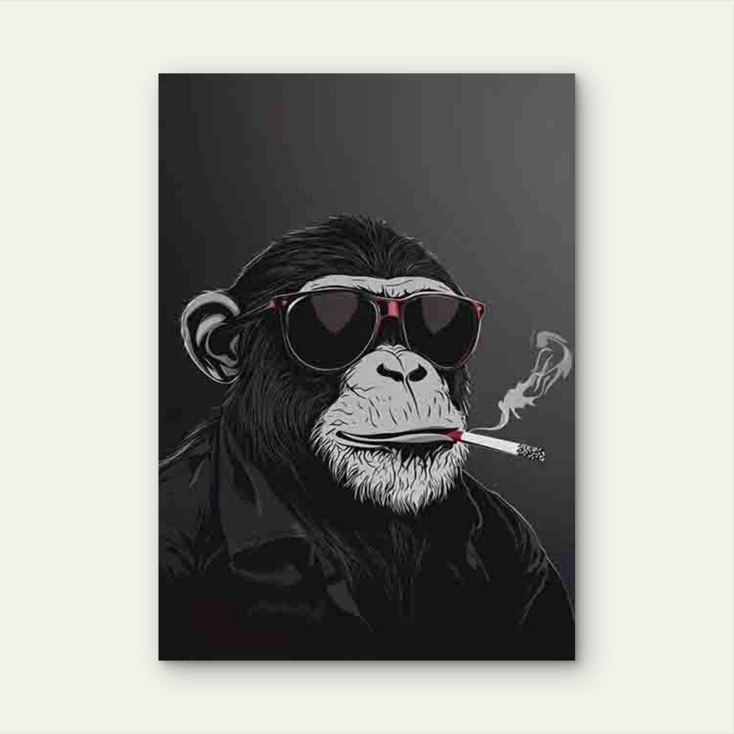 Gorilla in Glasses with a Cigarette in Mouth 40x60cm Metal Print Ready to Hang - Bella Home Decor