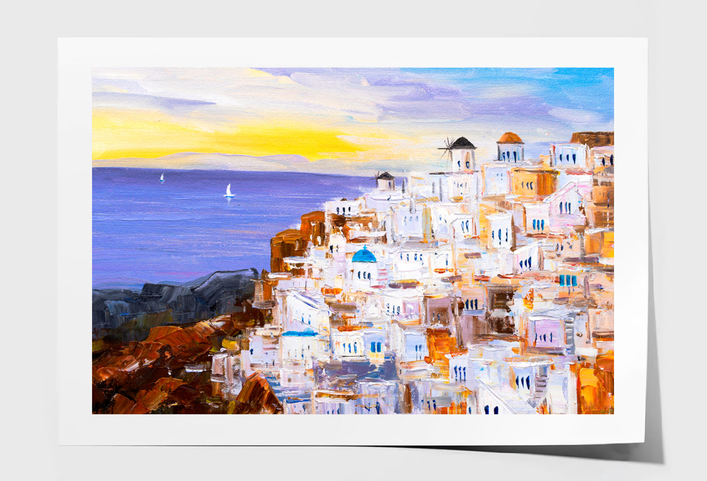 Santorini, Greece Oil Painting Wall Art Limited Edition High Quality Print Unframed Roll Canvas None