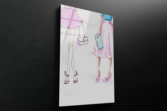 Modern Pink Ladies 3D Design Acrylic Glass Print Tempered Glass Wall Art 100% Made in Australia Ready to Hang