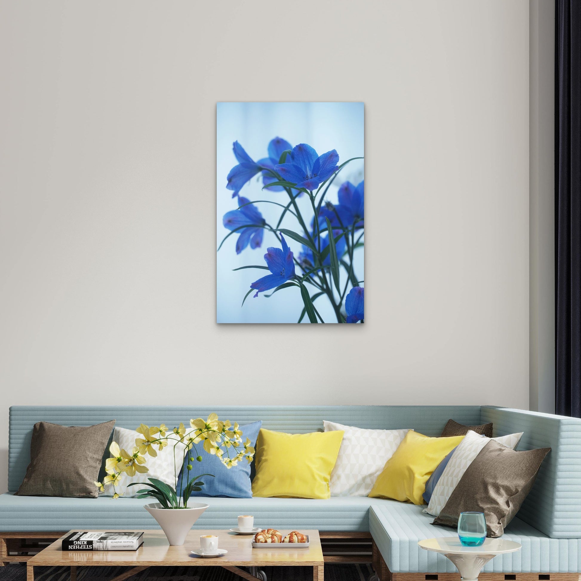 Blue Violet Balloon Flowers 40x60cm Metal Print Ready to Hang