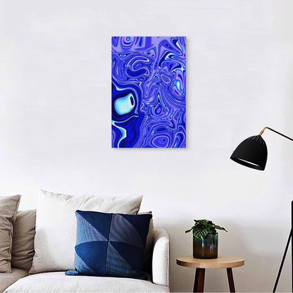 Swirling Liquid Marble Effect In Blues And Purples 60x90cm Metal Print Ready to Hang