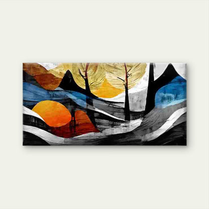Modern Abstract Landscape Wall Art Canvas Office Home Room Framed 120x60cm - Bella Home Decor