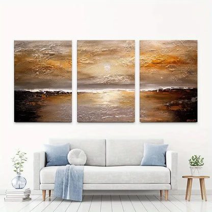 3pcs Sunset Ocean Scenic Beach View Wall Art Set Canvas Framed 40x60cm - High Quality Print 100% Australian Made Wall Canvas Ready to Hang
