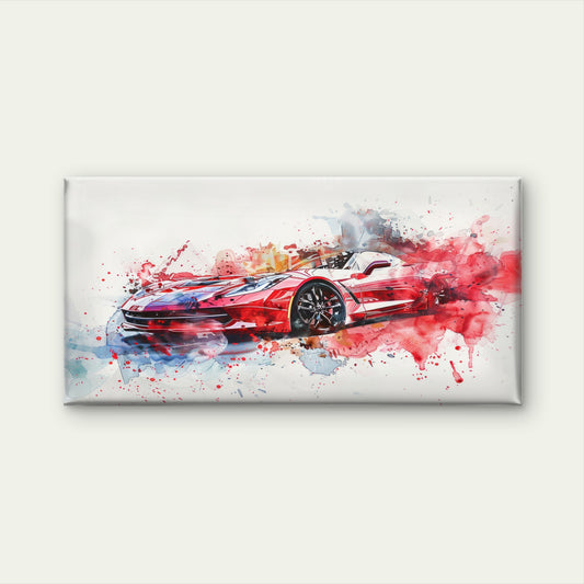Sports Car Watercolor Abstract Wall Art Canvas Office Home Room Framed 120x60cm