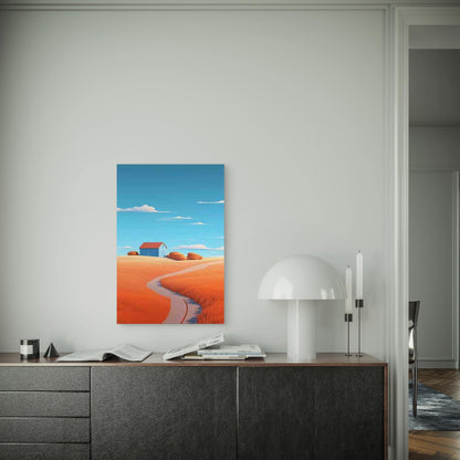 Field Path to Blue Barn Metal Print Ready to Hang